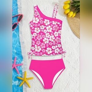 Pink Floral Kids Swim Set